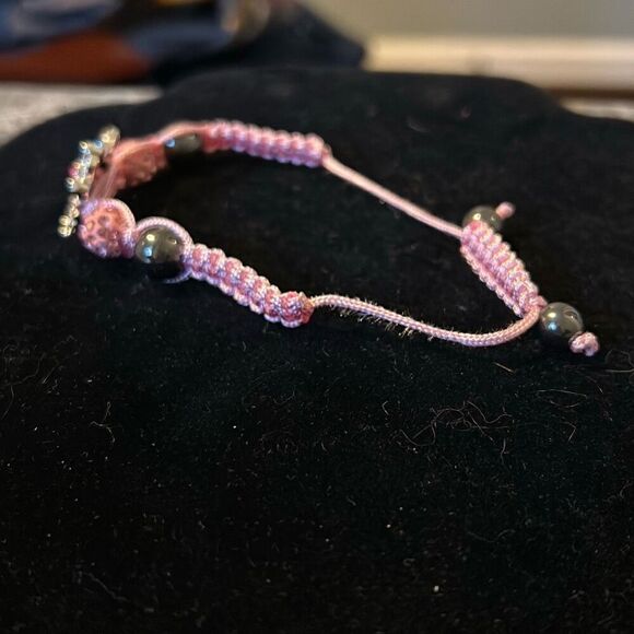 Hello Kitty Pink Adjustable Friendship Bracelet Rhinestone Pull Cord. NWT - Picture 3 of 7